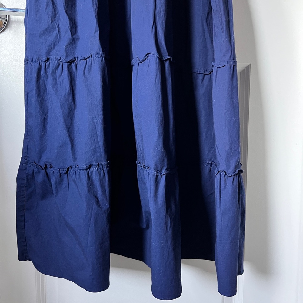 Hill House The Nap Dress - Smocked Ruffle Sleeve Midi Dress - Navy - Picture 6 of 11